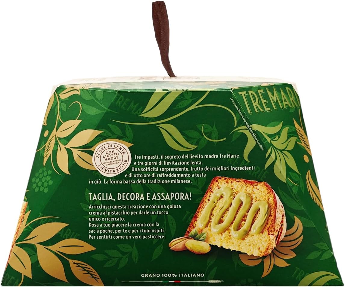 Tre Marie Panettone con Crema Pistacchio in Sac À Poche per Farcitura, senza Uvetta 950g (2024)