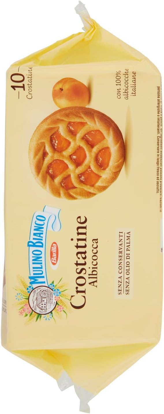 Mulino Bianco Crostatine con Confettura di Albicocca - Colazione e Snack Dolce per Merenda - 10 Crostatine