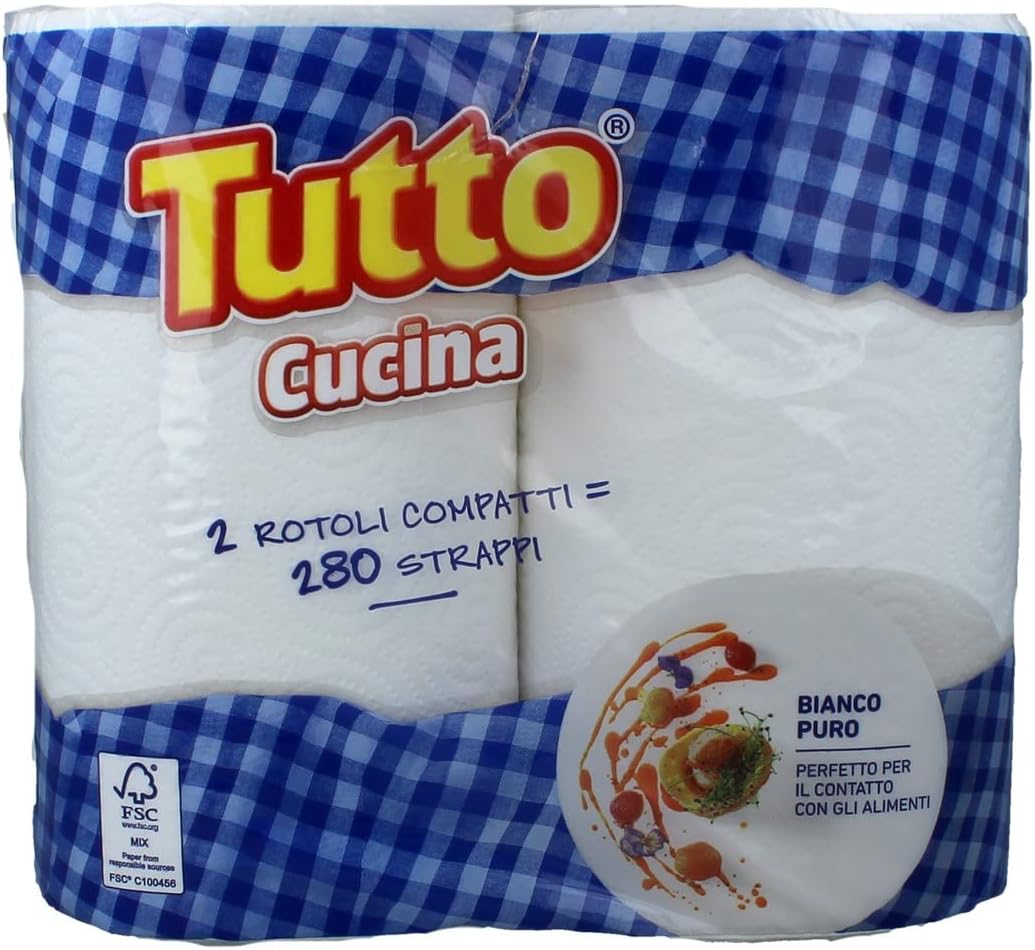 Tutto Asciugatutto Cucina 280 Strappi, 2 Rotoli