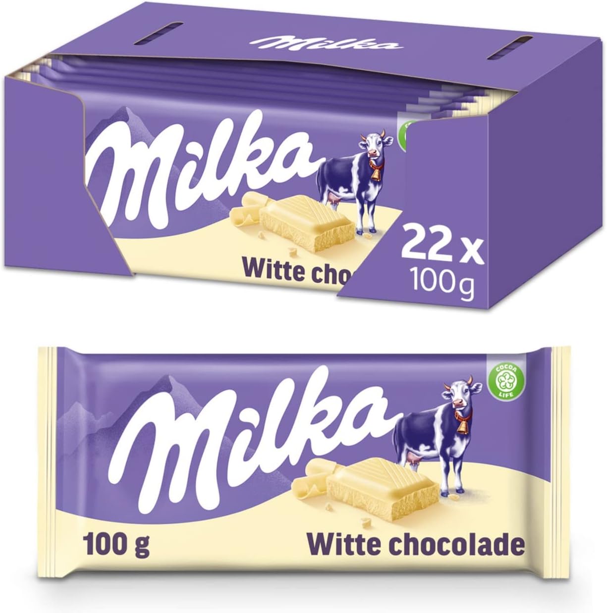 Milka White Chocolate 100 g (Pack of 22)