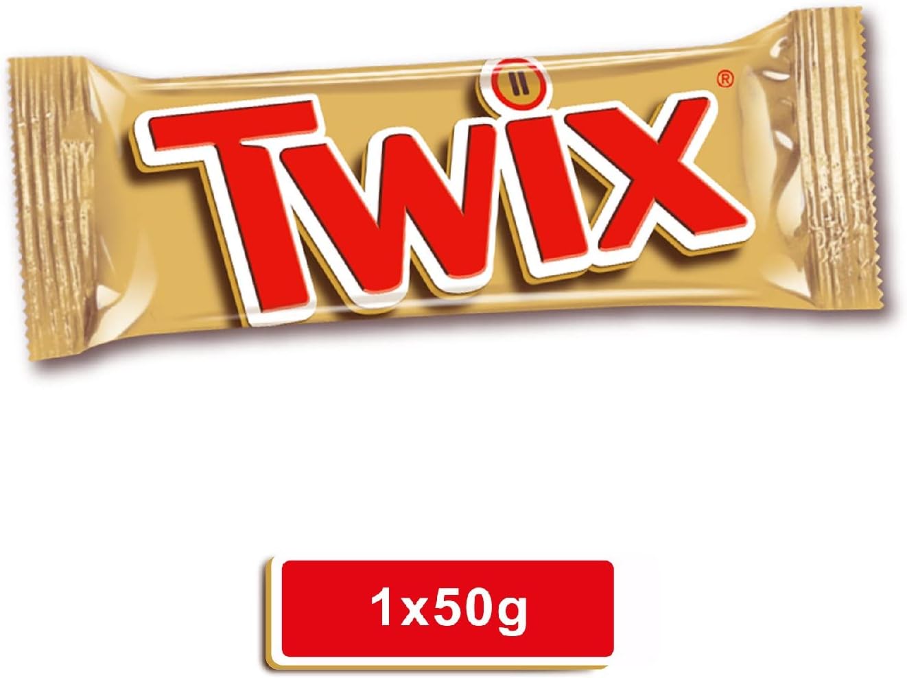 Twix, Barretta Snack con Biscotto Gustoso e Croccante Con Caramello Ricoperto di Cioccolato al Latte, 25 barrette x50g (1250g), Vecchia versione