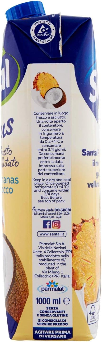 Santàl Plus, Succo di Ananas e Cocco, con Una Goccia di Latte, 1L