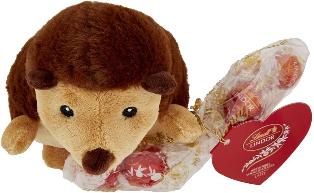 Lindt Peluche Riccio Regalo con Cioccolatini Lindor al Cioccolato al Latte, in sacchetto 100g