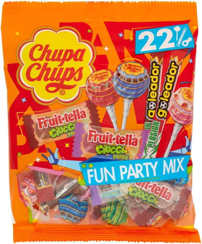 Chupa Chups Fun Party Mix, Caramelle e Lollipop, Confezione da 22 Pezzi, 224g, ideale per le feste