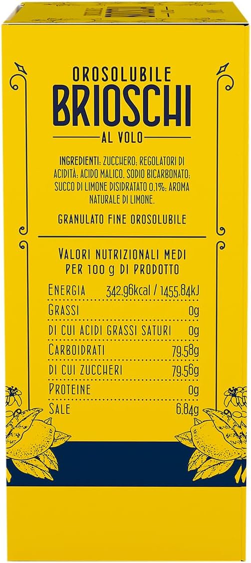 Orosolubile Brioschi al volo Limone - 15 Bustine di granulato digestivo e effervescente, da usare senz'acqua - Allo squisito gusto di limone - per un sollievo gustoso ed istantaneo - 15g