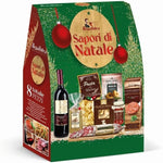 Regalidea Sapori di Natale 8 pz, Confezione Regalo Natale, Cesto Natalizio: Cotechino 250g, Lenticchie 150g, Salame 100g, Taralli 100g, Pasta 250g, Sugo 185g, Funghi 15g, Vino 750 ml