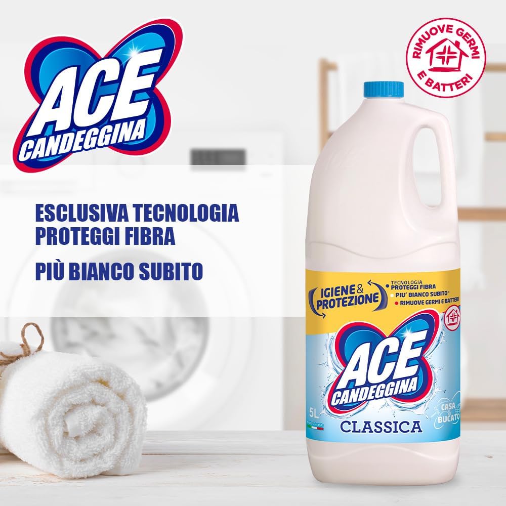 ACE Candeggina Classica, Confezione da 2 Flaconi x 5 Litri