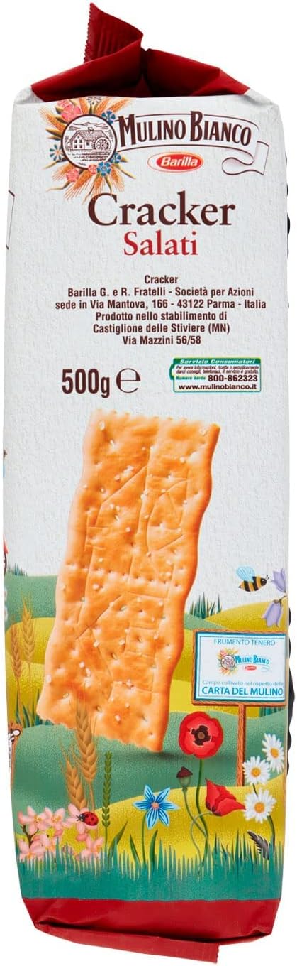 Mulino Bianco Cracker Salati con Lievitazione Naturale, Snack Salato per la Merenda, Senza Olio di Palma, 500 g