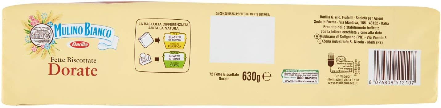 Mulino Bianco Fette Biscottate Dorate, Colazione Ricca di Gusto - 630 gr