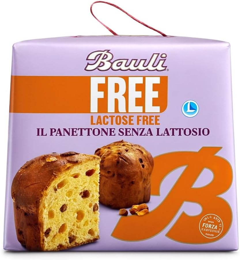 Panettone Senza Lattosio 700 gr – Panettone Classico Italiano Lactose Free, Soffice e Profumato con Uvetta e Canditi, Ideale per Intolleranti al Lattosio e per le Feste Natalizie Compatibile Per Bauli