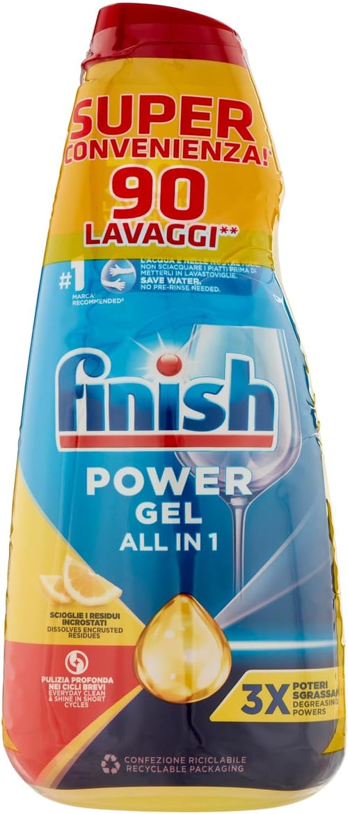 Finish Power Gel Lemon Gel Lavastoviglie, 3 x 600ml