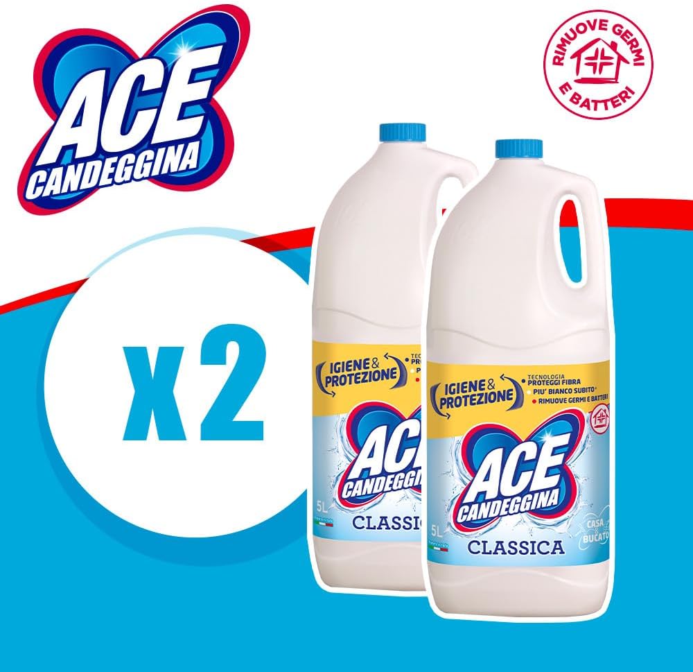 ACE Candeggina Classica, Confezione da 2 Flaconi x 5 Litri