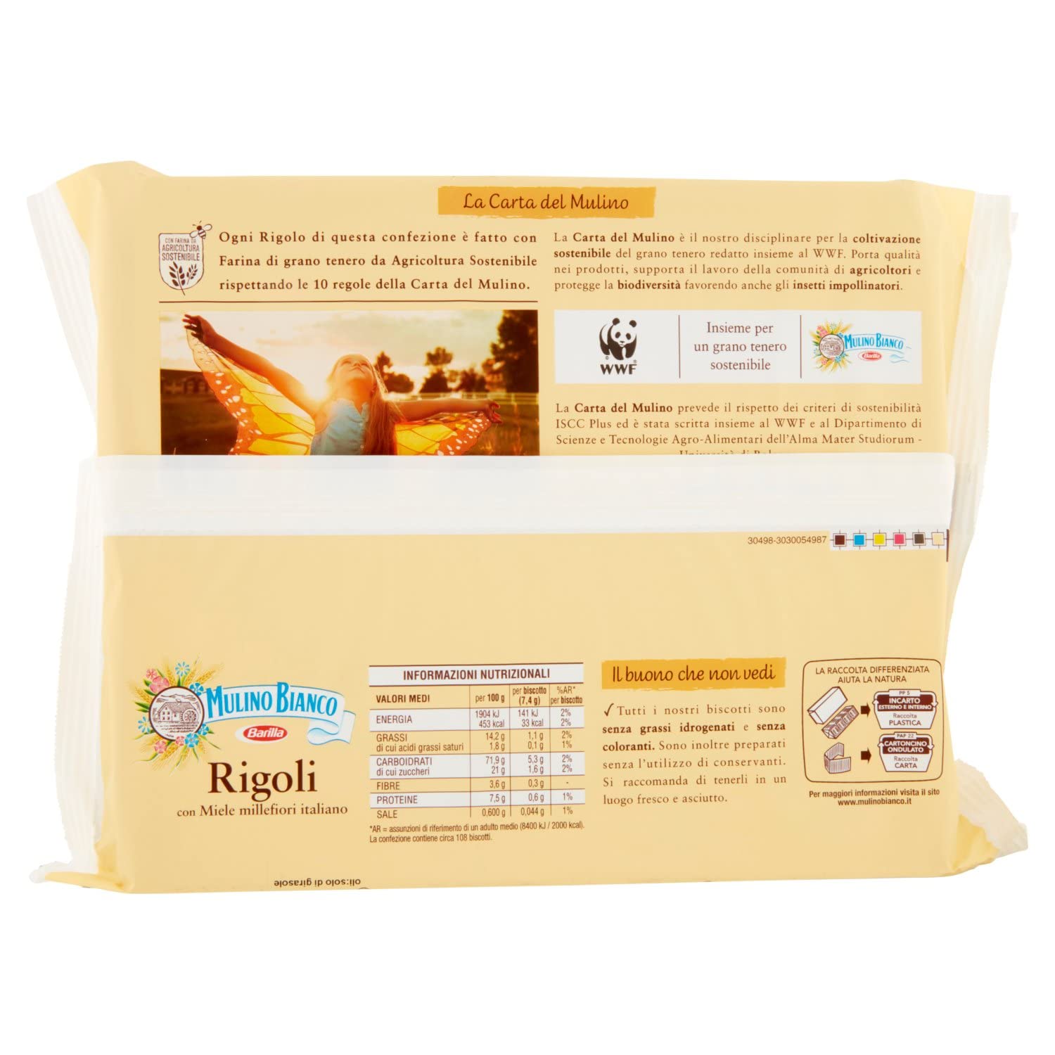 Mulino Bianco Biscotti Frollini Rigoli con Miele Italiano, Perfetti per la Colazione- 800 g (Confezione da 3)