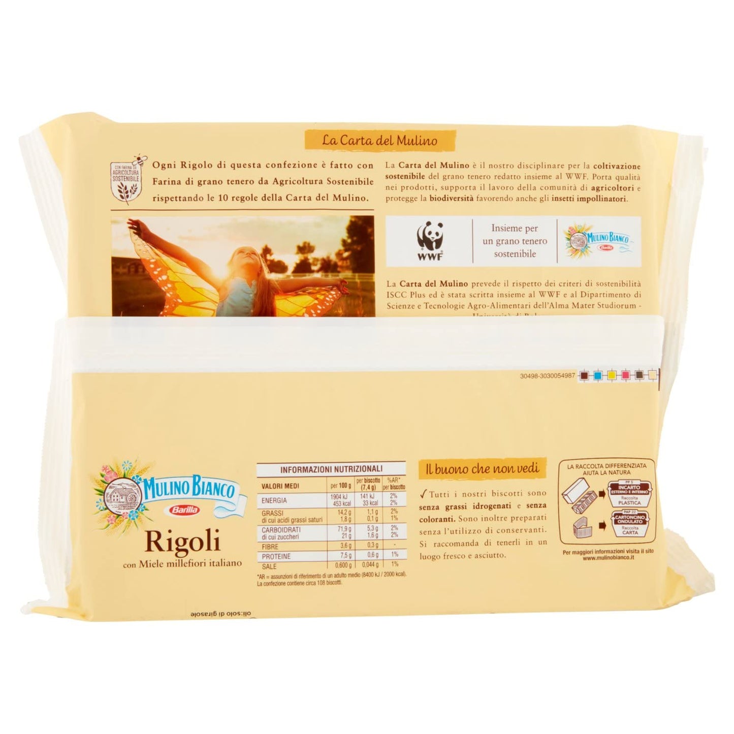 Mulino Bianco Biscotti Frollini Rigoli con Miele Italiano, Perfetti per la Colazione- 800 g (Confezione da 6)