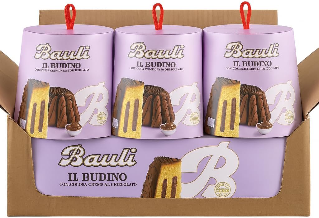 3x Panettone Il Budino Panettone con Crema al Cioccolato 750g Per Bauli Dolce Natalizio