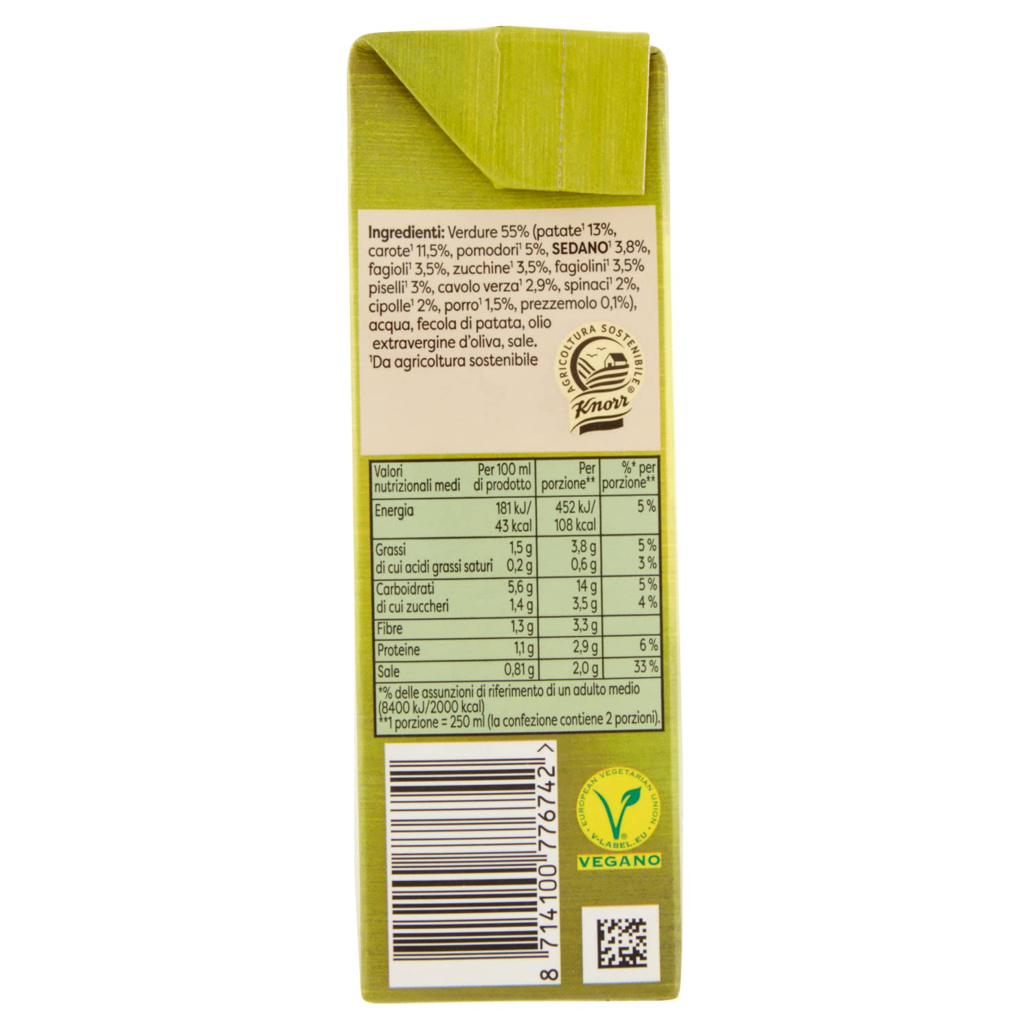 Knorr Minestrone Tradizionale, Piatti Pronti Knorr con Ingredienti 100% Naturali, Senza Coloranti e Senza Conservanti, Fonte di Fibre, Vegano, Confezione da 2500ml