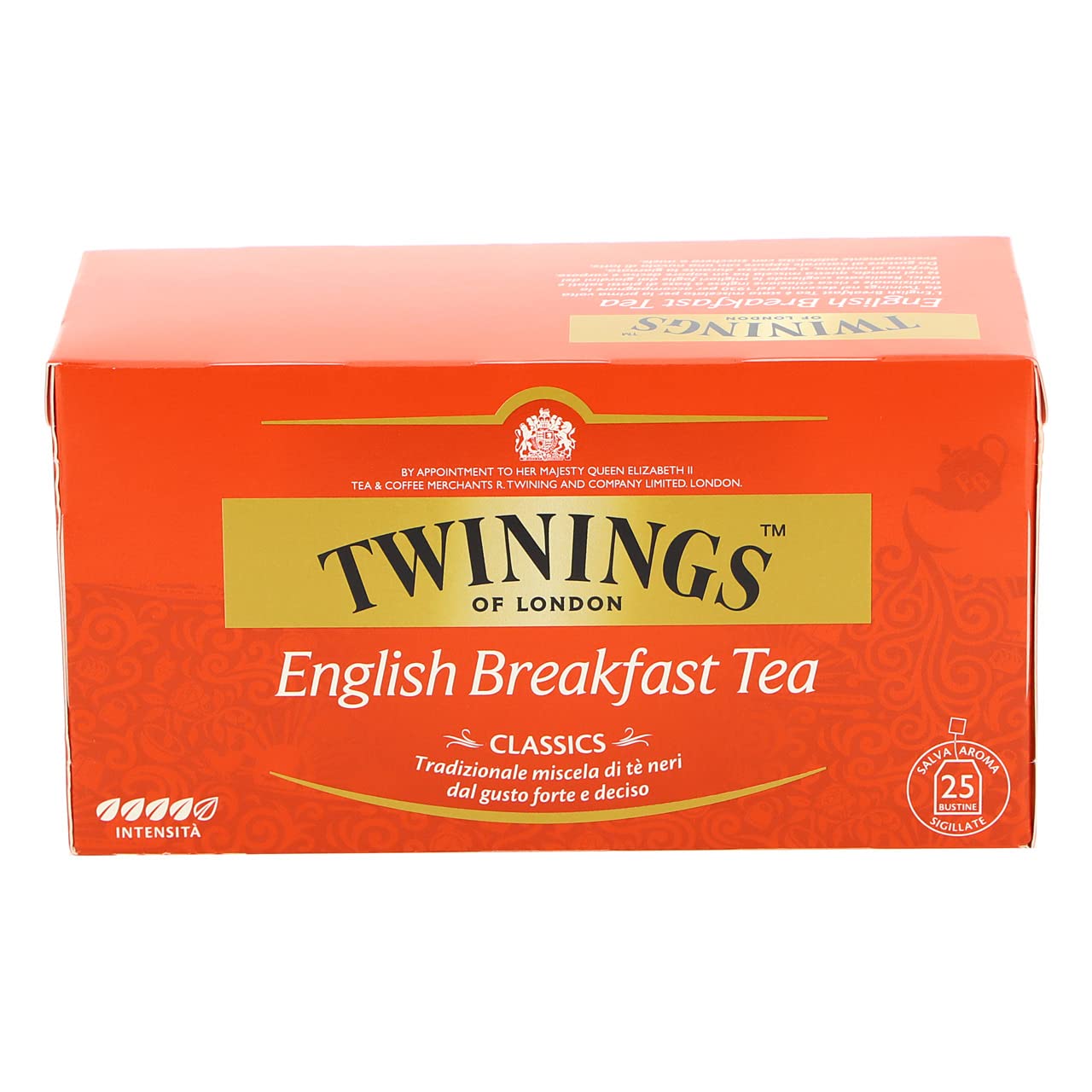 Twinings, English Breakfast Tea, Classica Miscela di Tè Neri Selezionati dal Sapore Deciso e Corposo, Infusi e Tisane, 12 Confezioni da 25 Filtri