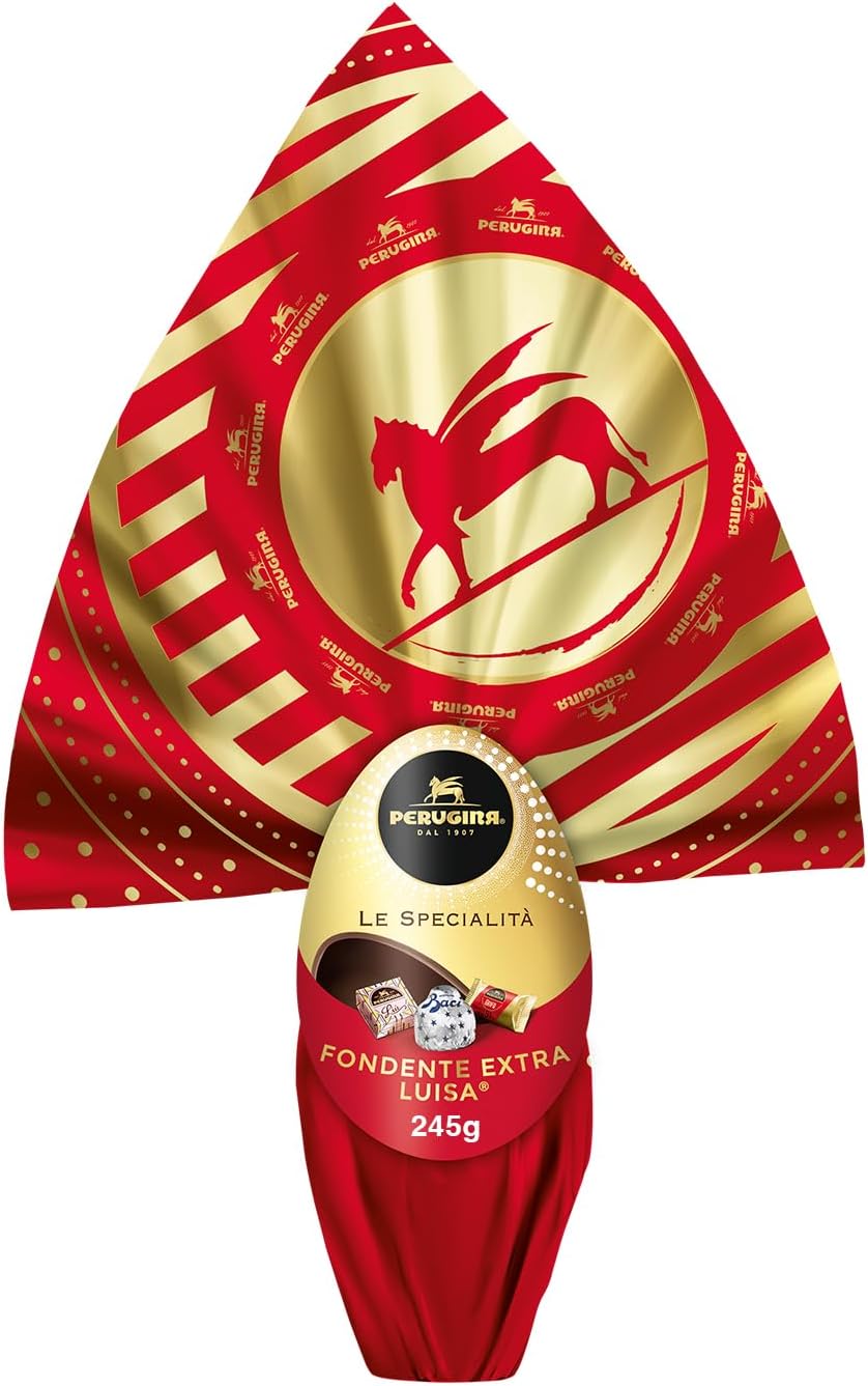 PERUGINA Uovo di Pasqua 2025 Cioccolato Fondente con 3 Cioccolatini 245g