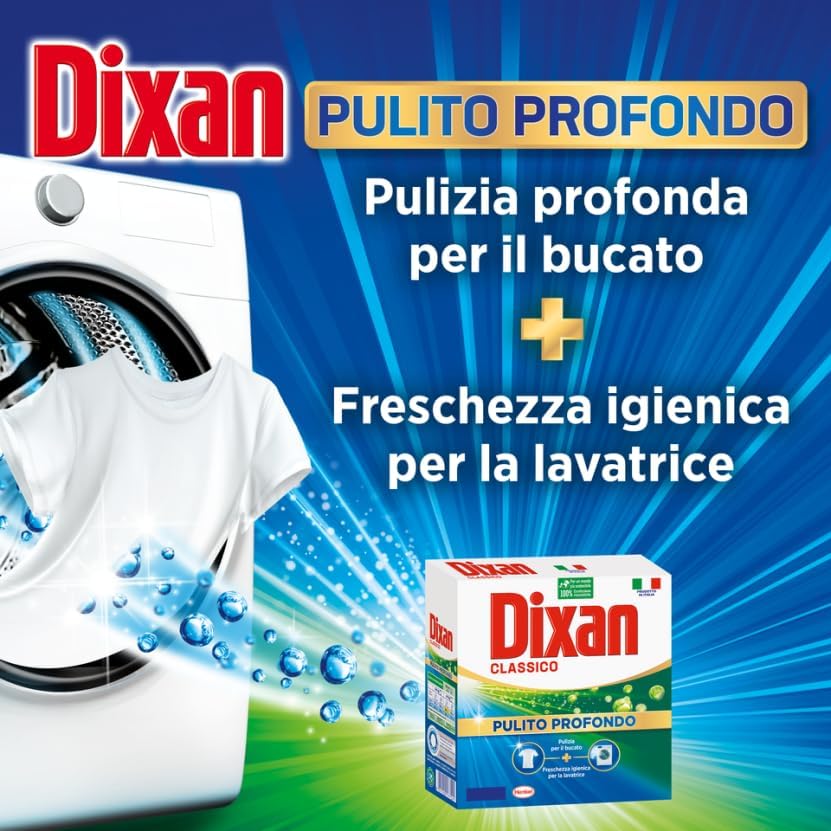 Dixan Classico Pulito Profondo, Detersivo Lavatrice polvere per eliminare le macchie ostinate, formato da 60 lavaggi