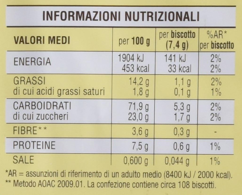 Mulino Bianco - Biscotti Frollini, con Miele Italiano - 5 pezzi da 800 g [4 kg]