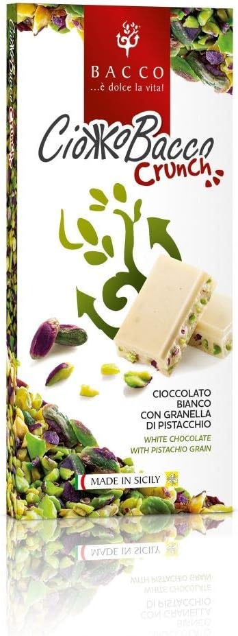 Bacco CiokkoBacco Crunch Cioccolato Bianco con Granella di Pistacchio 100 g