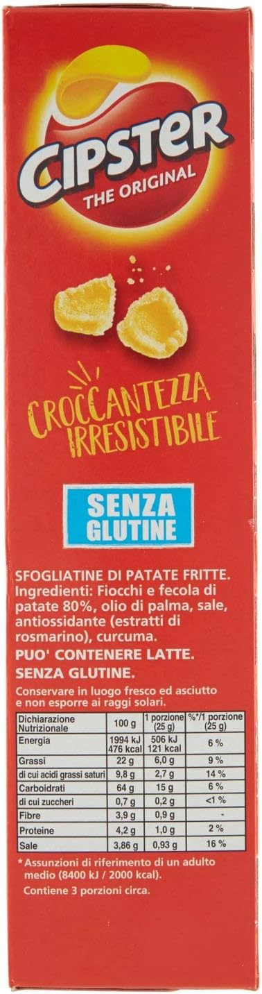 Cipster the Original, Chips di Patate Croccanti, Gusto Leggero e Forma Iconica, 85g