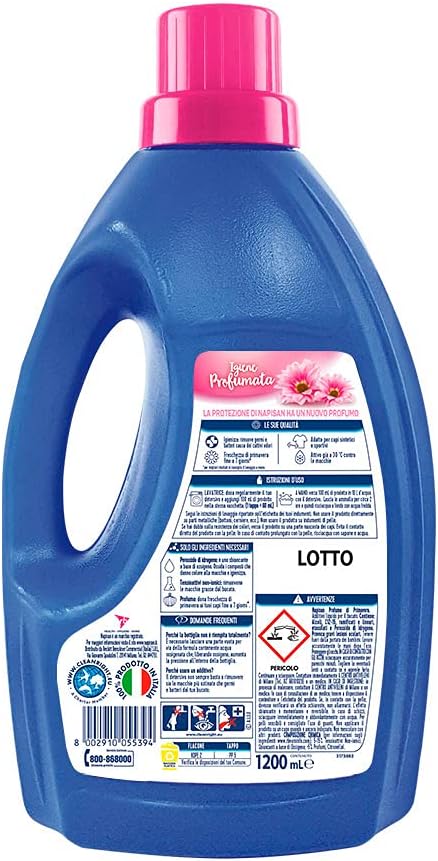 Napisan Additivo Igienizzante Lavatrice, Additivo Igienizzante Liquido Per Bucato, Profumo Di Primavera, Confezione Da 1.2 Litri - 1230 g