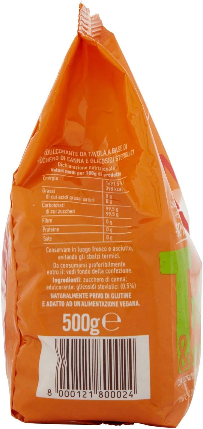 Eridania Zucchero di Pura Canna, Tropical e Stevia, 500g