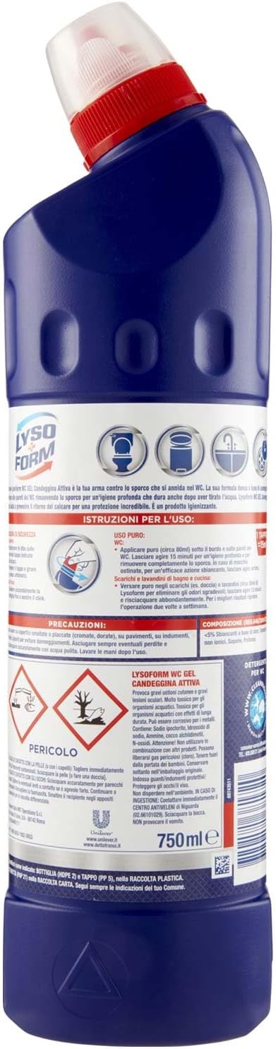 Lysoform Detergente Wc Gel Candeggina 750ml, 750ml