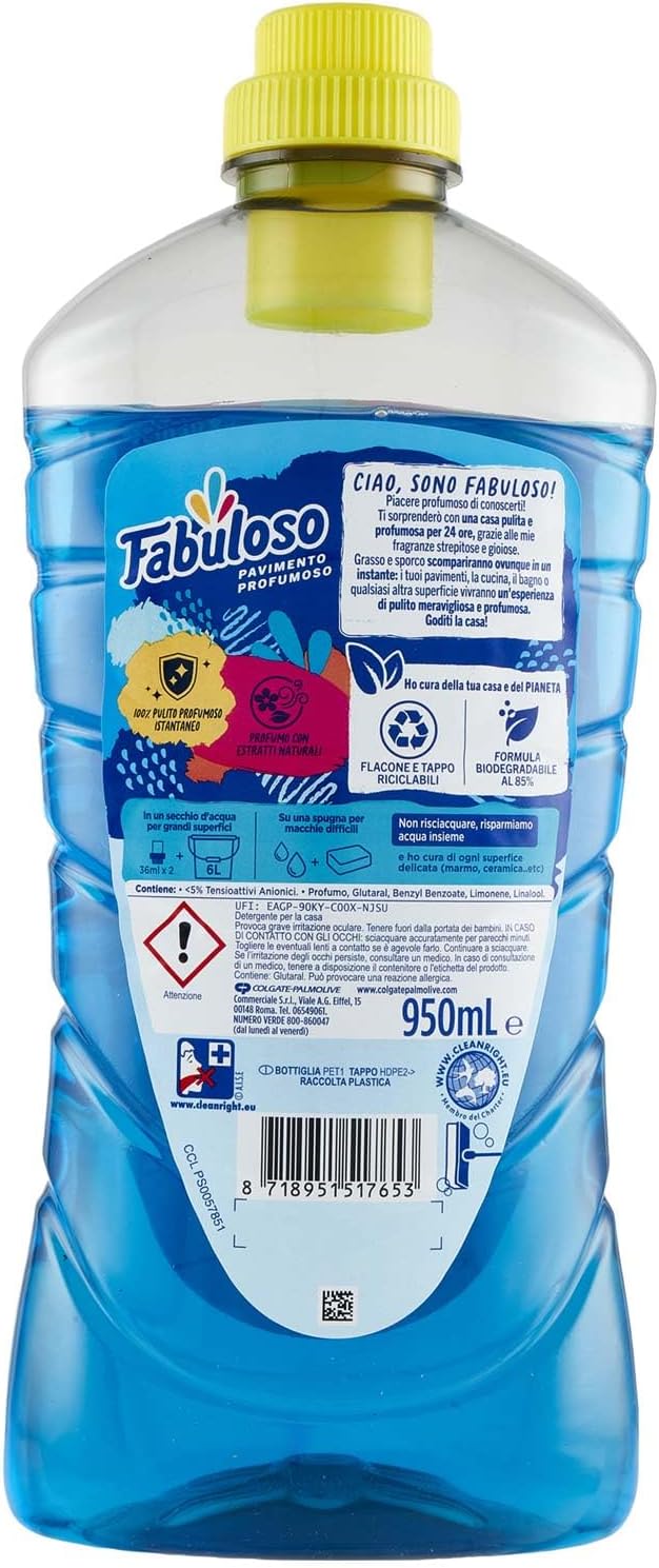 Fabuloso Detersivo Pavimenti, Profumo 24h, Freschezza Lavanda, 950ml