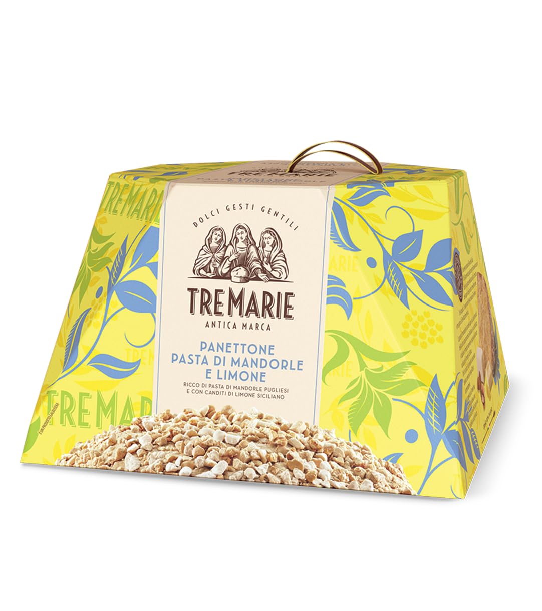 Panettone Perla del Sud con Canditi di Limone Siciliano e Pasta di Mandorle Pugliesi 850g Per Le Tre Marie
