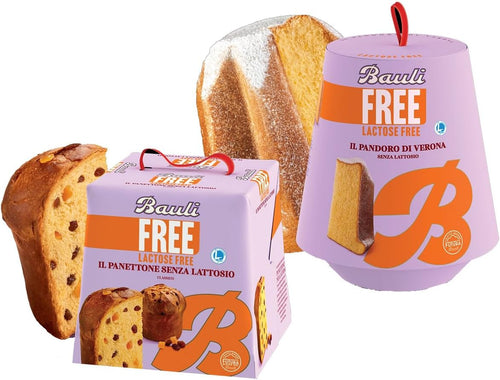 Panettone classico Bauli 700 g senza lattosio + Pandoro senza lattosio Bauli 700 g per regalare alle persone intolleranti al lattosio tutto il gusto delizioso di questi dolci natalizio tradizionali