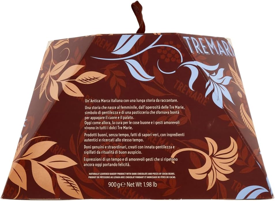 Tre Marie Re Noir Panettone con Cioccolato Extra Fondente e Granella di Fave di Cacao 900g (2024)