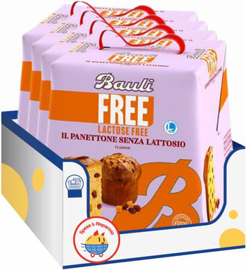 Bauli Panettone Originale – Senza Lattosio – 700g – Dolce di Natale Tradizionale per Intolleranti – Soffice e Profumato (4 pezzi)
