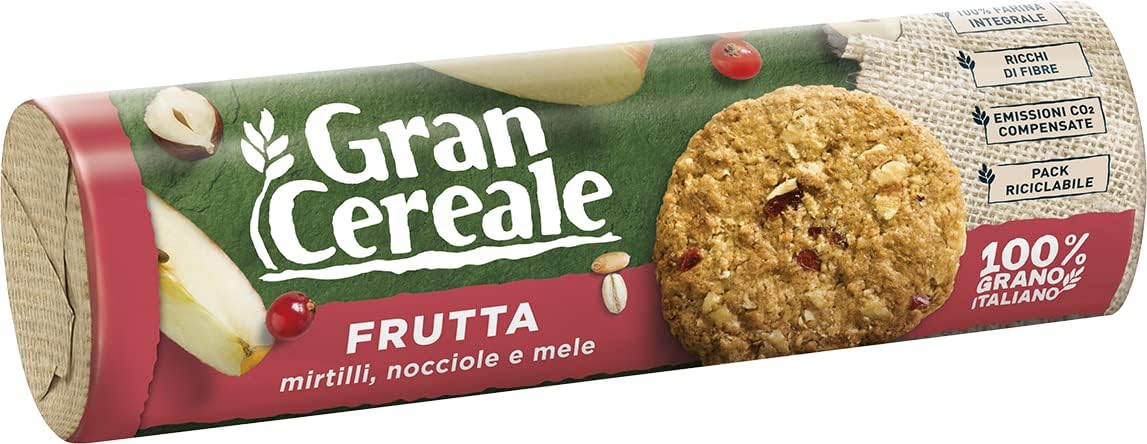 Gran Cereale Biscotti Gran Cereale alla Frutta, Biscotti dal Gusto Pieno Ricchi di Fibra e Fosforo - 250 g