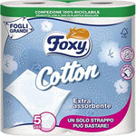 Foxy Cotton Carta Igienica 5 Veli, Bianco, 4 Rotoli