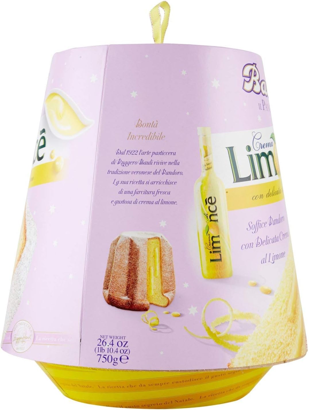 Bauli Le Specialità - Pandoro Limoncè con Crema Limone - Dolce Natale Ingredienti Tradizionali e Qualità Eccellente del Made in Italy (Panettone Limoncè, 750 gr)