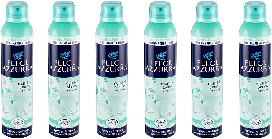 Felce Azzurra 6x Spray per Ambienti Muschio Bianco Stanza Spray Muschio Bianco 250ml