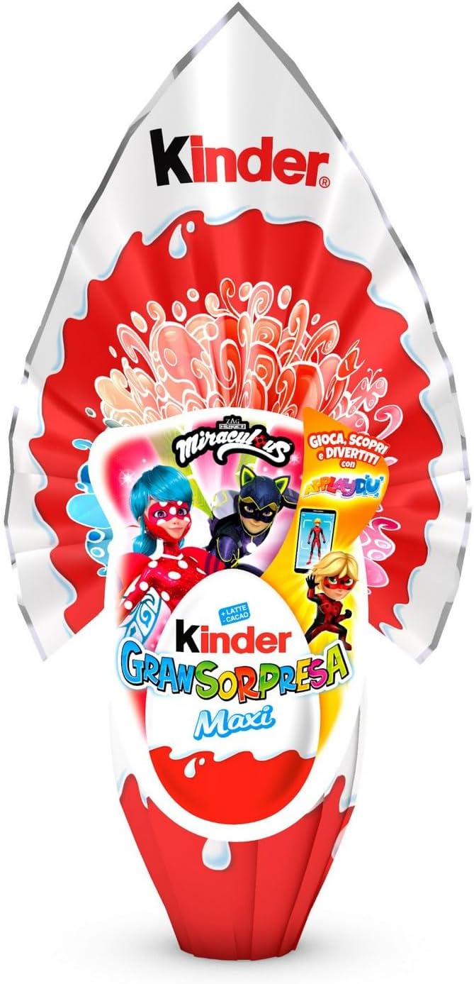 Kinder GranSorpresa Maxi Miraculous - Uovo di Pasqua Kinder 2024, Finissimo Cioccolato al Latte con Sorpresa Miraculous, Idea Regalo Pasqua, 220 Grammi