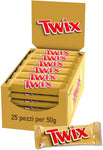 Twix, Barretta Snack con Biscotto Gustoso e Croccante Con Caramello Ricoperto di Cioccolato al Latte, 25 barrette x50g (1250g), Vecchia versione