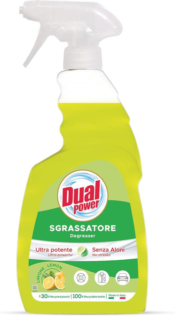 Dual Power, Sgrassatore Ultra Potente al Limone, Contro lo Sporco Ostinato, Rimuove Efficacemente Grasso, Olio e Residui Carbonizzati, non Lascia Aloni, Made in Italy, Confezione 750 ml