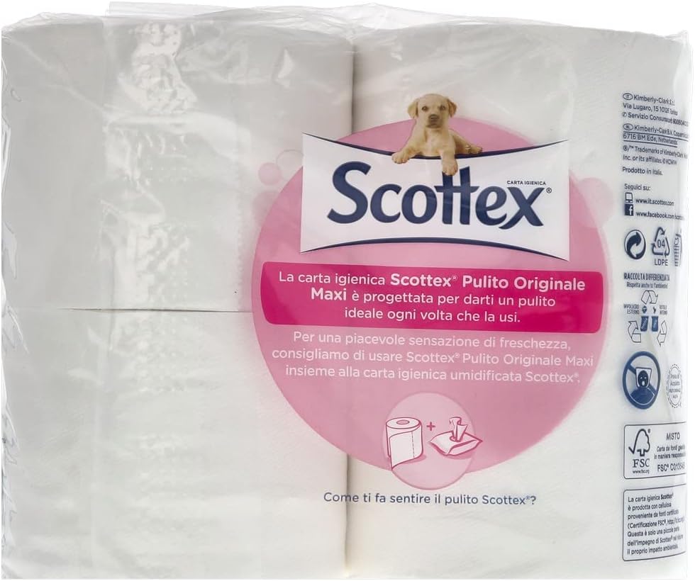 Scottex Carta Igienica Pulito Originale, 4 Rotoli