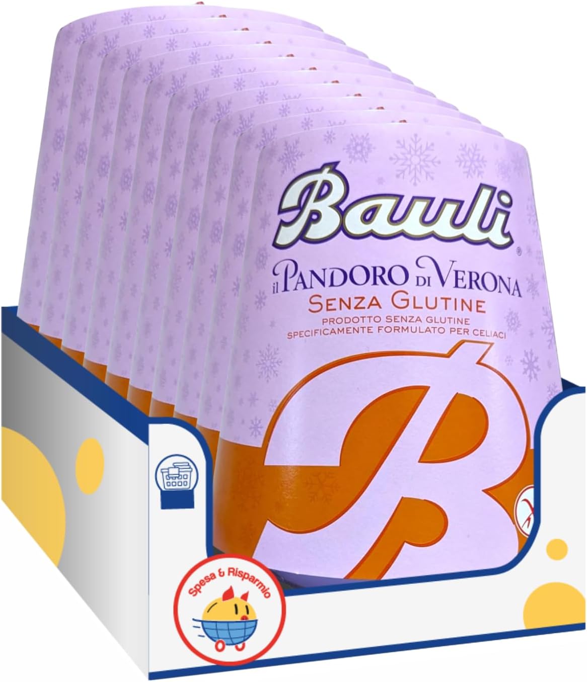 Bauli Pandoro di Verona Senza Glutine – Dolce Natalizio Tradizionale – 500g – Variazioni 1/2/4/6/8/10 Pezzi (10)