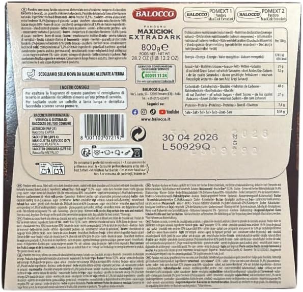 Balocco Pandoro Maxiciok Extradark 800g