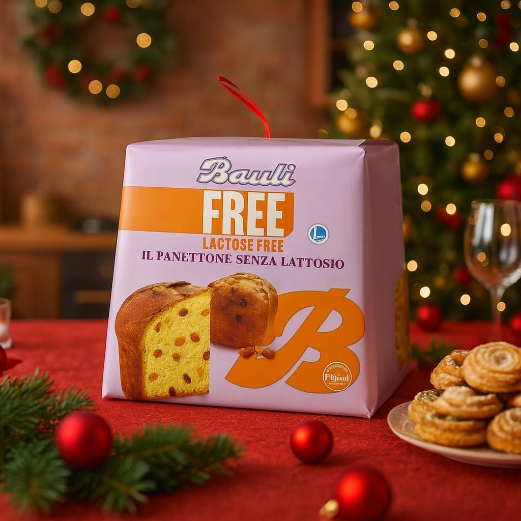 Panettone Senza Lattosio 700 gr – Panettone Classico Italiano Lactose Free, Soffice e Profumato con Uvetta e Canditi, Ideale per Intolleranti al Lattosio e per le Feste Natalizie Compatibile Per Bauli