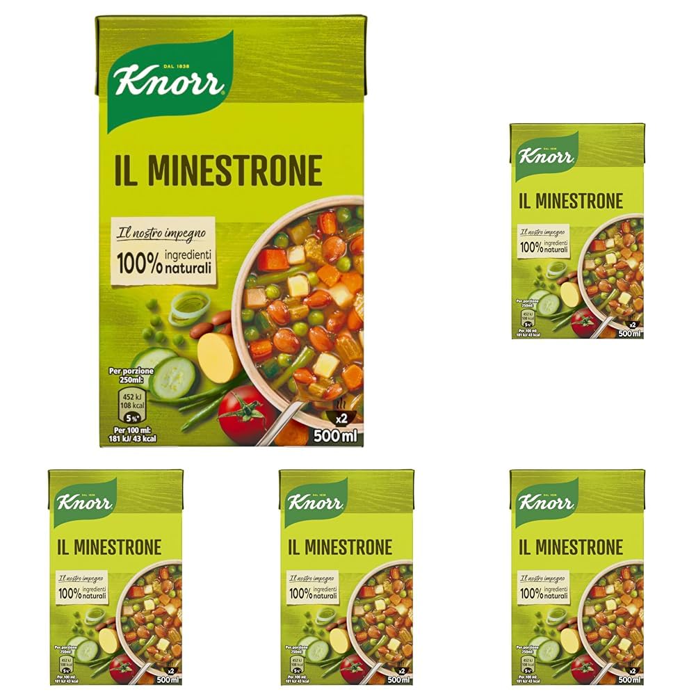 Knorr Minestrone Tradizionale, Piatti Pronti Knorr con Ingredienti 100% Naturali, Senza Coloranti e Senza Conservanti, Fonte di Fibre, Vegano, Confezione da 2500ml