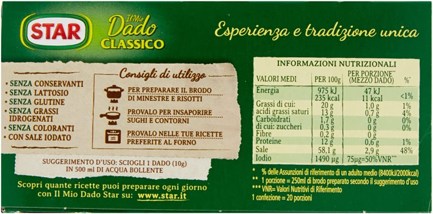 SKUURTFR 6x Star classico dado brodo Suppenwürfel Brühe klassisch reich an Geschmack 10 pz