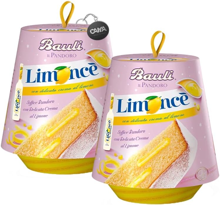 2X Bauli Specialità Limonce Pandoro con Delicata Crema al Limone Limoncè 750g [2 Pandori]
