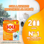 Sole Cura Lavatrice Freschezza di Agrumi, Confezione da 2 Cura Lavatrice da 250 ml