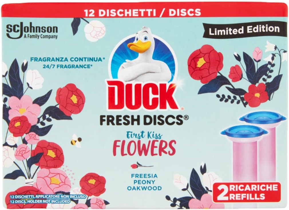 DUCK FRESH DISCS - FIRST KISS FLOWERS 2 ricariche da 6 dischetti